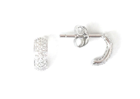 SMALL CURVE BAR PAVE CZ STERLING SILVER STUD EARRINGS