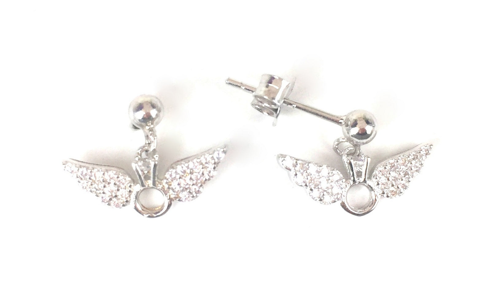 ANGEL WINGS PAVE CZ STERLING SILVER EARRINGS