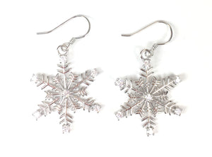 SNOWFLAKE CLEAR CZ STERLING SILVER EARRINGS