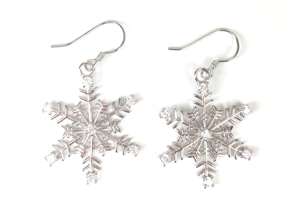 SNOWFLAKE CLEAR CZ STERLING SILVER EARRINGS
