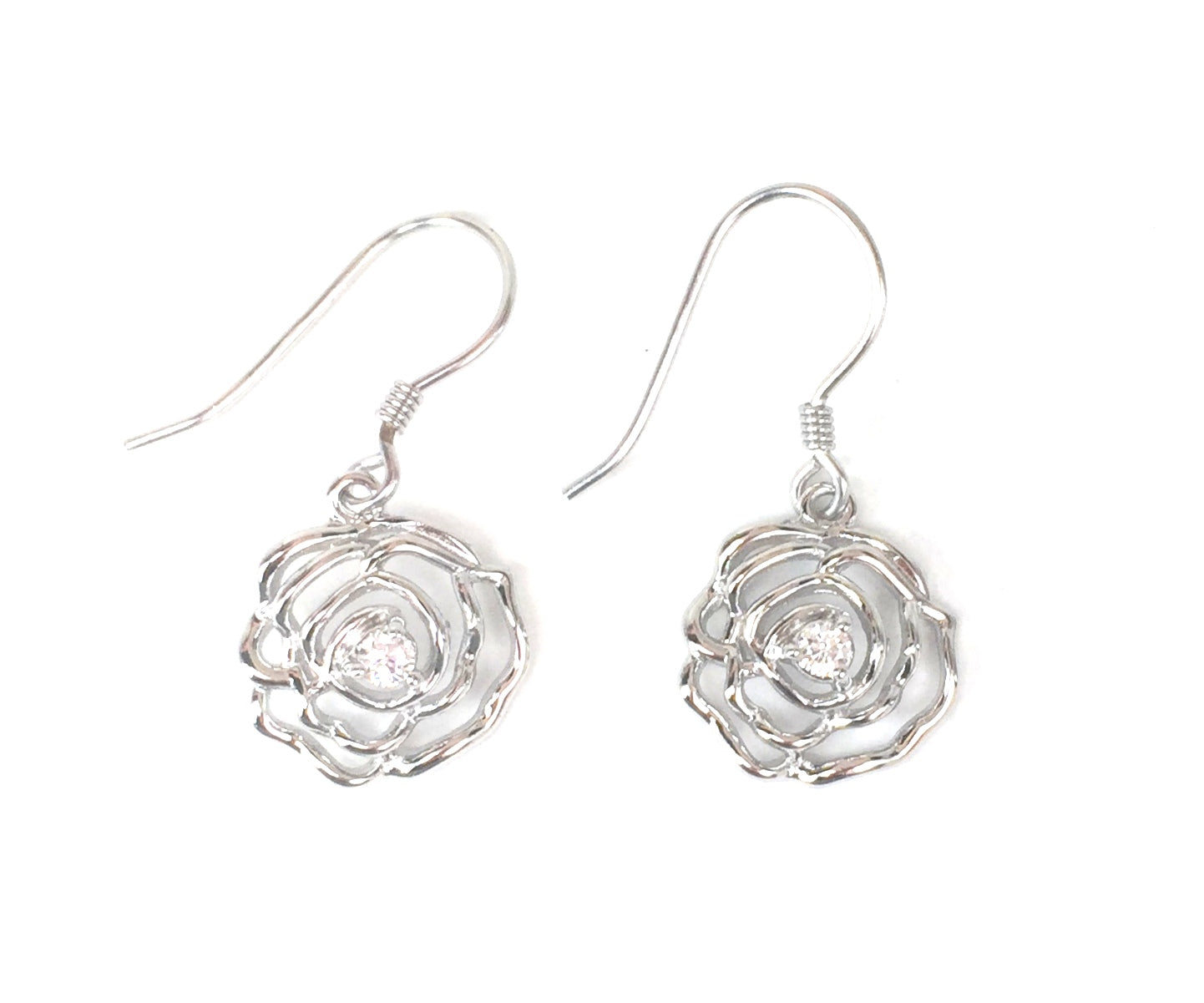 ROSE CLEAR CZ STERLING SILVER EARRINGS