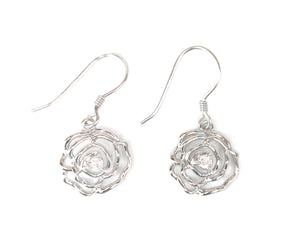 ROSE CLEAR CZ STERLING SILVER EARRINGS