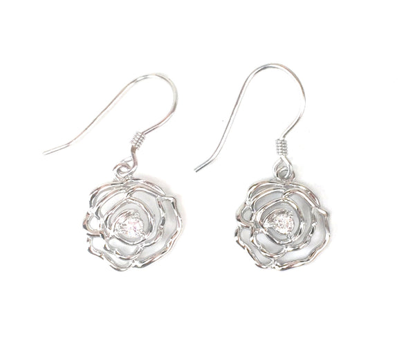 ROSE CLEAR CZ STERLING SILVER EARRINGS