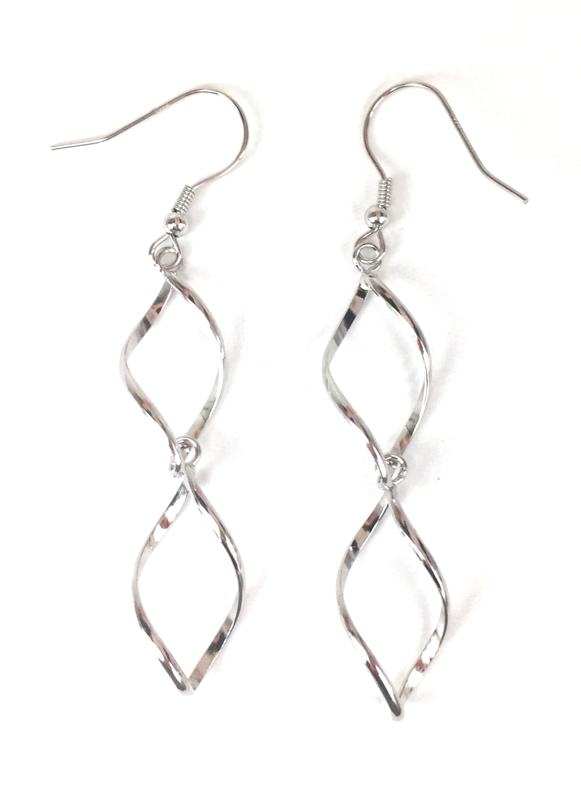 SIMPLE TWIST DANGLING STERLING SILVER EARRINGS