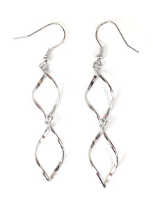 SIMPLE TWIST DANGLING STERLING SILVER EARRINGS