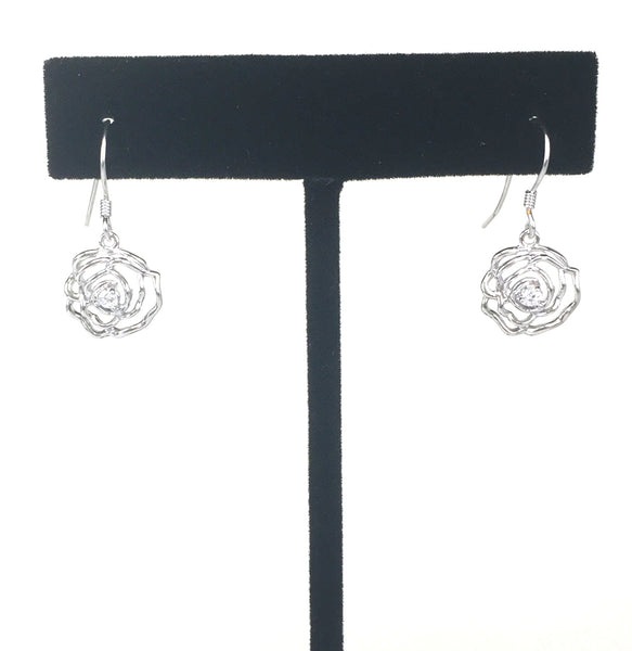 ROSE CLEAR CZ STERLING SILVER EARRINGS