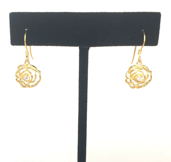 ROSE CLEAR CZ STERLING SILVER EARRINGS