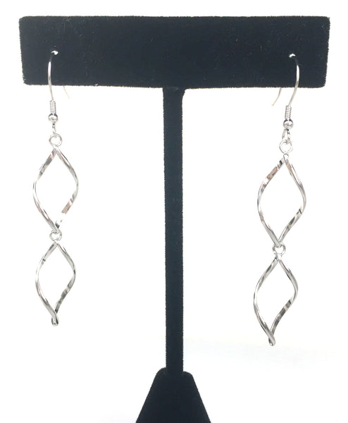 SIMPLE TWIST DANGLING STERLING SILVER EARRINGS