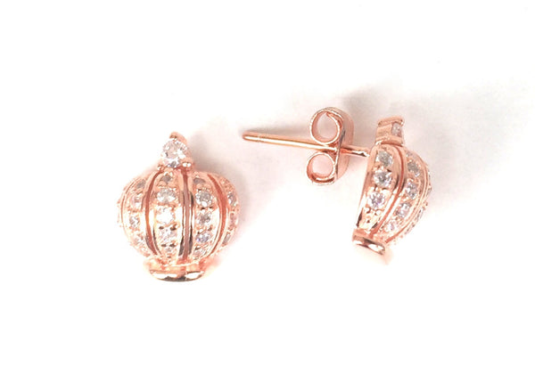 CROWN PAVE CZ STERLING SILVER EARRINGS