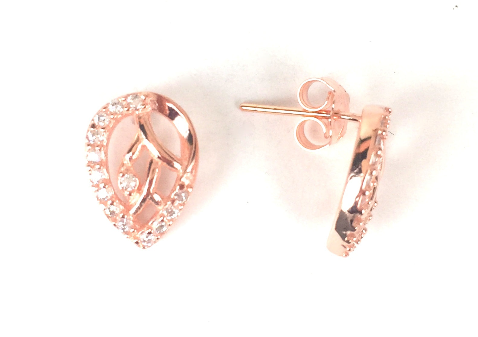 LEAF PAVE CZ STERLING SILVER EARRINGS