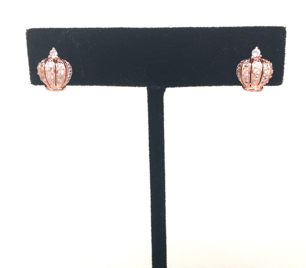 CROWN PAVE CZ STERLING SILVER EARRINGS