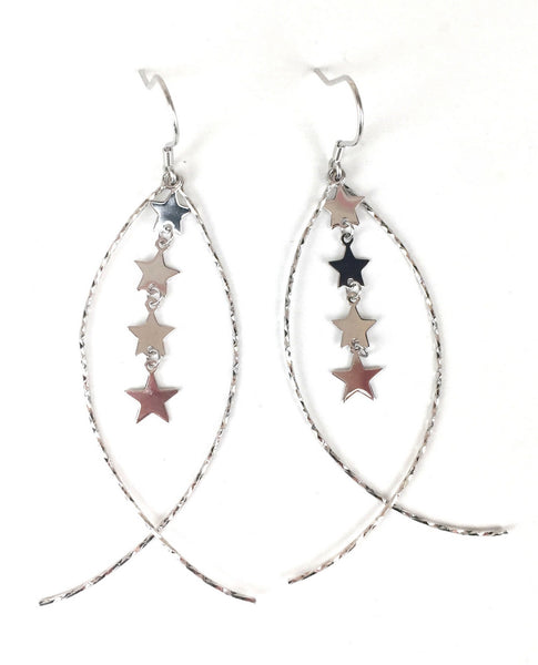 FOUR STARS DANGLING STERLING SILVER EARRINGS
