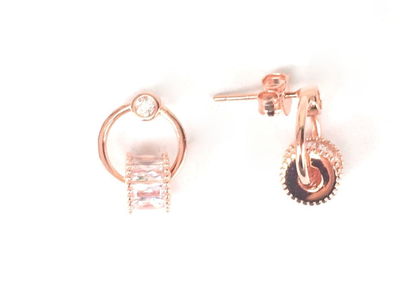 SHORT SPIN PIPE CLEAR CZ STERLING SILVER EARRINGS