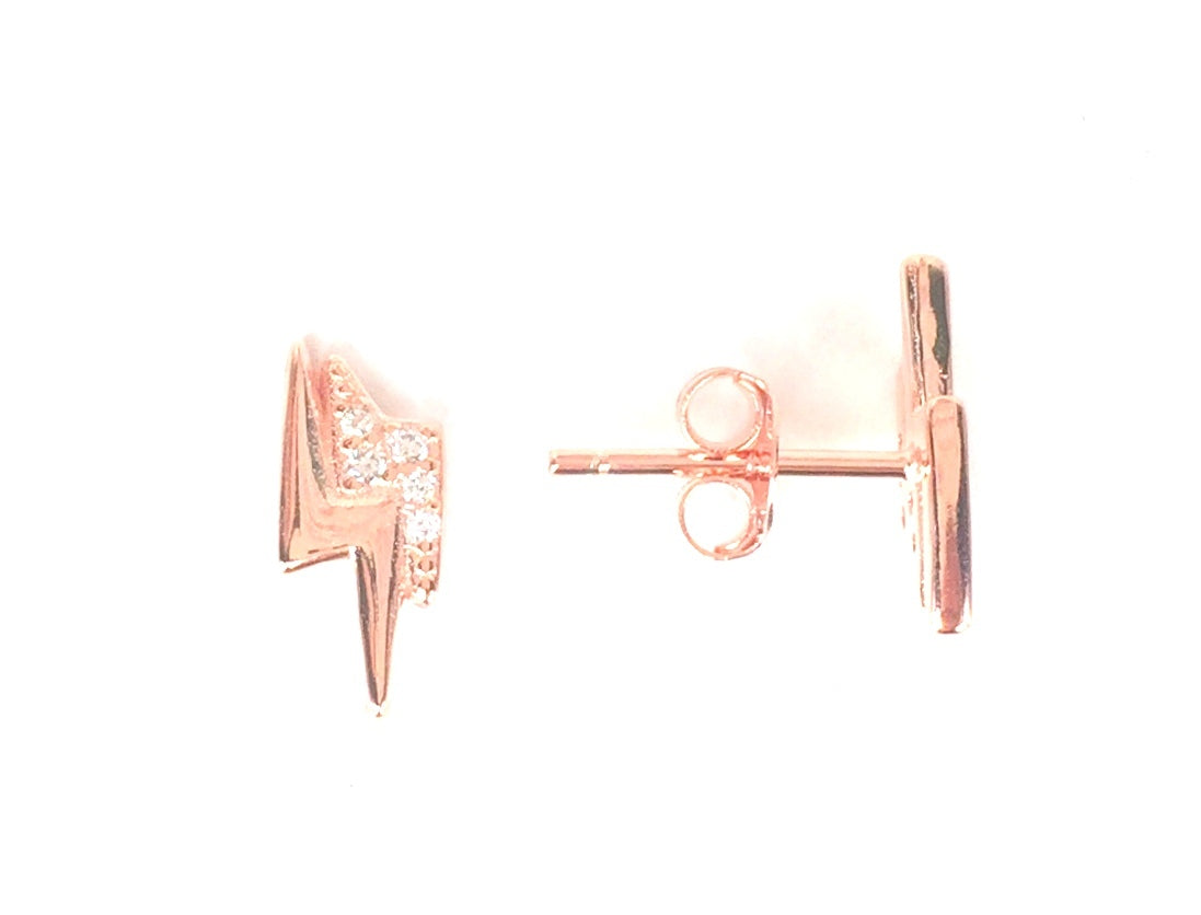 SMALL THUNDER PAVE CZ STERLING SILVER EARRINGS