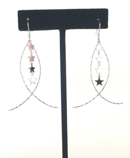 FOUR STARS DANGLING STERLING SILVER EARRINGS