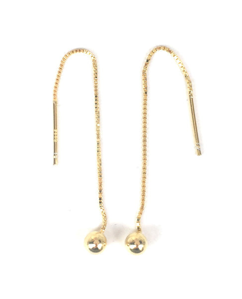 SMALL BALL THREADER STERLING SILVER EARRINGS
