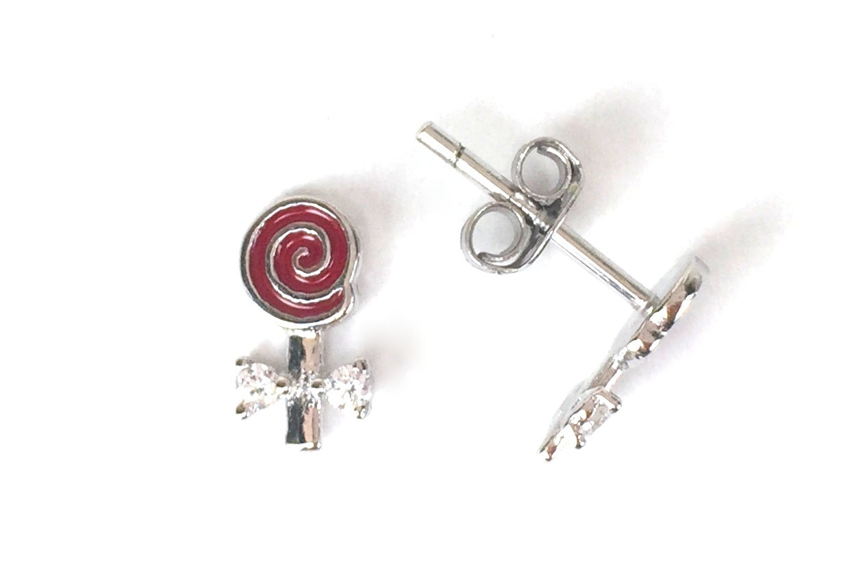 SMALL LOLLIPOP STUD CZ STERLING SILVER EARRINGS