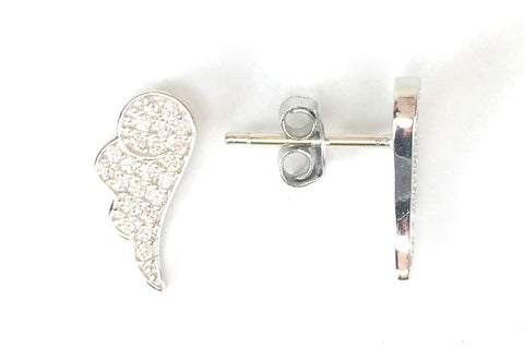 WINGS STUD PAVE CZ STERLING SILVER EARRINGS