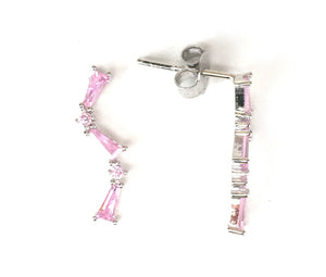 ZIGZAG PINK CZ STERLING SILVER EARRINGS