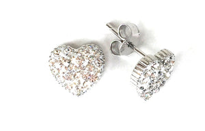 SPARKLING HEART STUD PAVE CZ STERLING SILVER EARRINGS