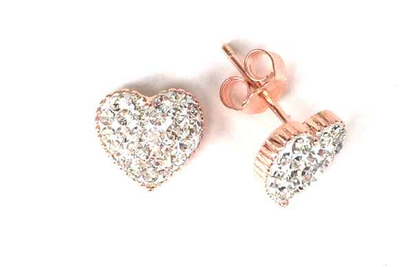 SPARKLING HEART STUD PAVE CZ STERLING SILVER EARRINGS