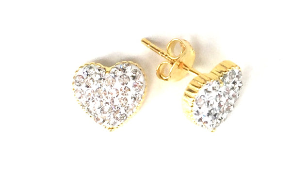 SPARKLING HEART STUD PAVE CZ STERLING SILVER EARRINGS
