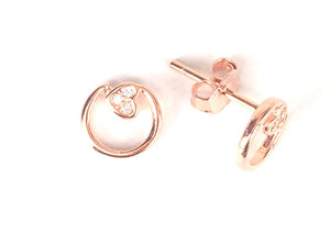 PETITE HEART INSIDE CIRCLE STUD CZ STERLING SILVER EARRINGS