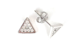 SMALL TRIANGLE STUD PAVE CZ STERLING SILVER EARRINGS