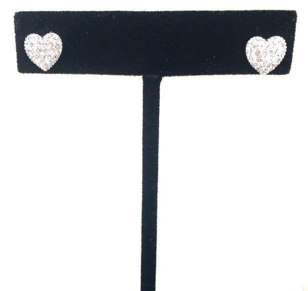 SPARKLING HEART STUD PAVE CZ STERLING SILVER EARRINGS