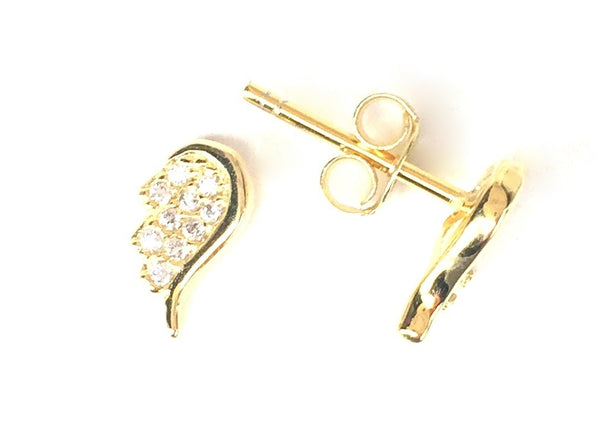 SMALL WINGS STUD PAVE CZ STERLING SILVER EARRINGS