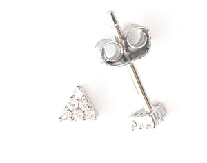 PETITE TRIANGLE STUD PAVE CZ STERLING SILVER EARRINGS