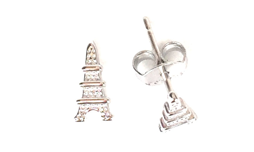PETITE EIFFEL TOWER  STUD STERLING SILVER EARRINGS