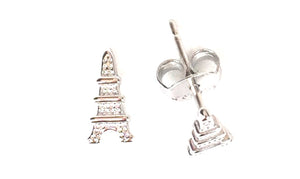PETITE EIFFEL TOWER  STUD STERLING SILVER EARRINGS