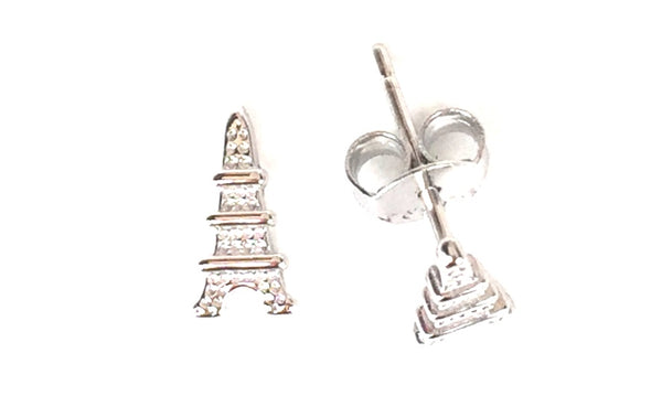 PETITE EIFFEL TOWER  STUD STERLING SILVER EARRINGS