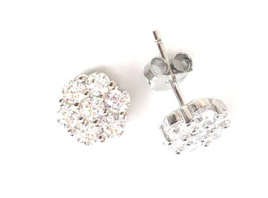 SPARKLING CLASSIC STUD PAVE CZ STERLING SILVER EARRINGS