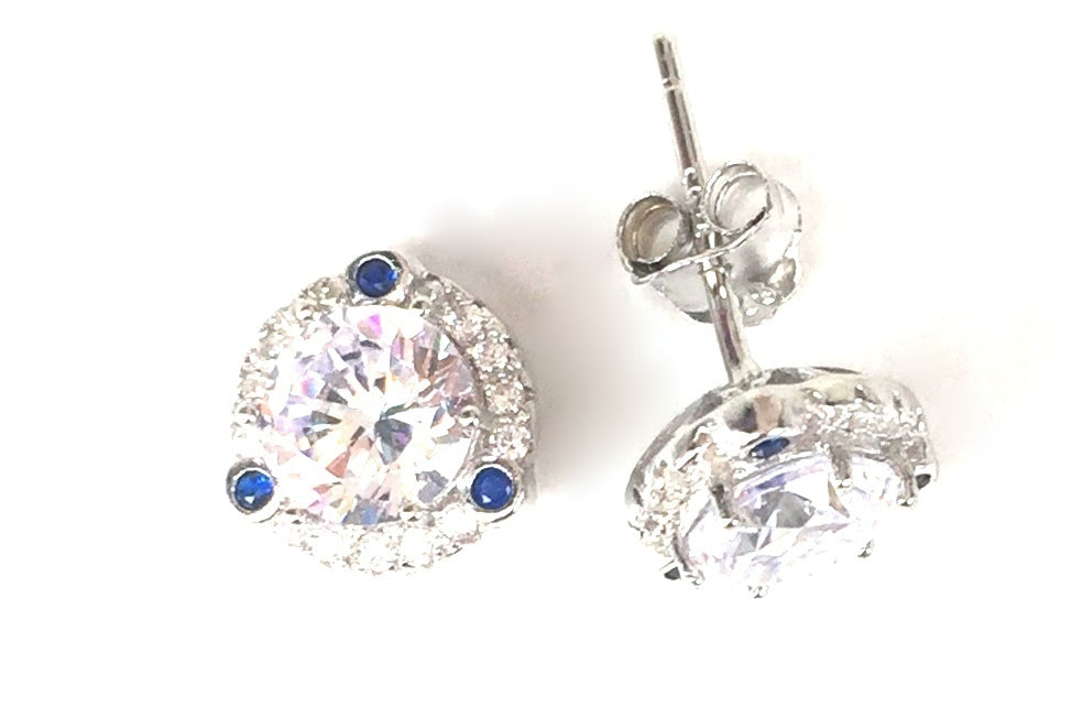 SPARKLING CLASSIC II STUD PAVE CZ STERLING SILVER EARRINGS