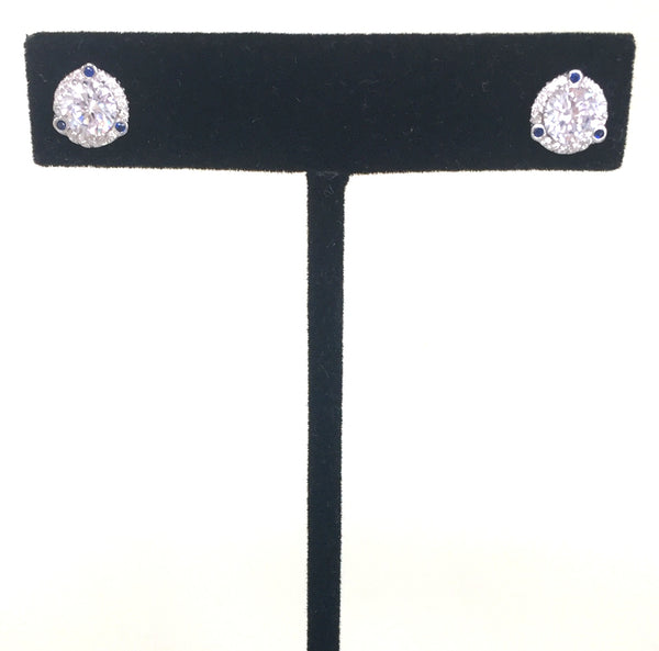 SPARKLING CLASSIC II STUD PAVE CZ STERLING SILVER EARRINGS