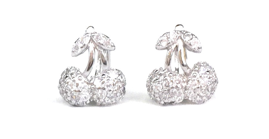 CHEERY PAVE CZ STERLING SILVER EARRINGS