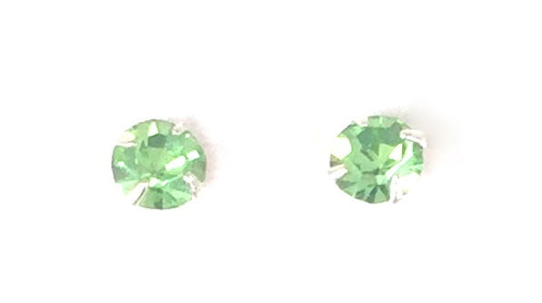 PETITE FOUR-CLAW ROUND COLOR CRYSTAL 0.08" STUD STERLING SILVER EARRINGS