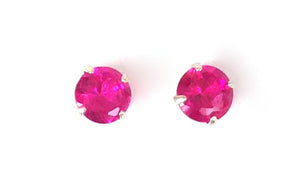 PETITE FOUR-CLAW ROUND COLOR CRYSTAL 0.13" STUD STERLING SILVER EARRINGS