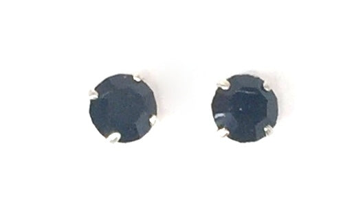 PETITE FOUR-CLAW ROUND COLOR CRYSTAL 0.13" STUD STERLING SILVER EARRINGS