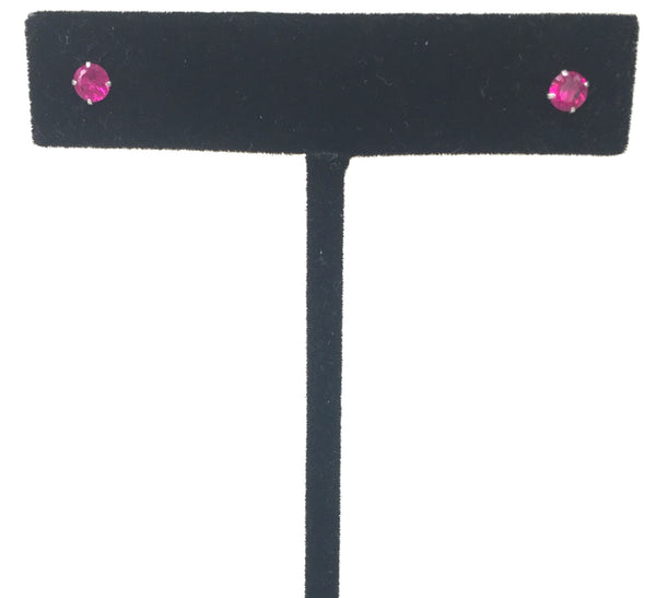 PETITE FOUR-CLAW ROUND COLOR CRYSTAL 0.13" STUD STERLING SILVER EARRINGS