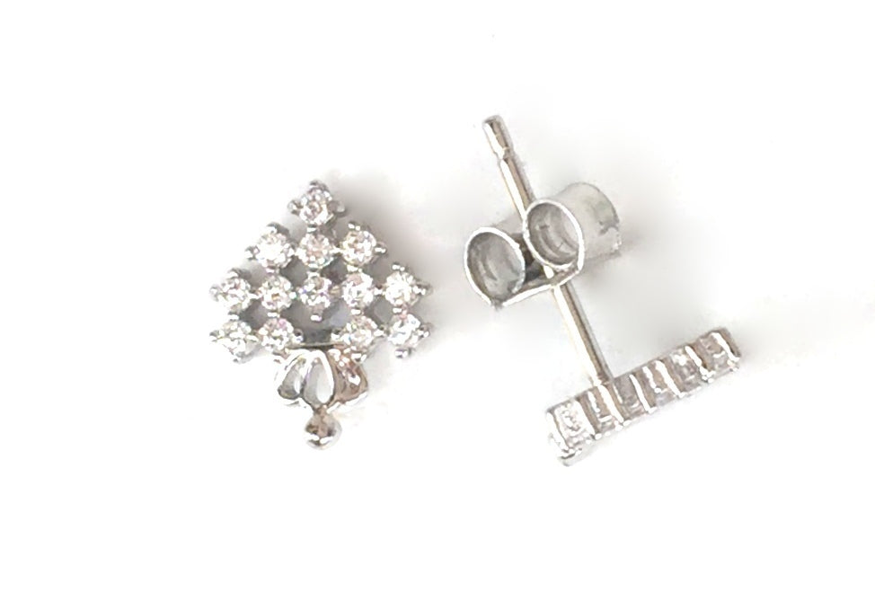SMALL TREE STUD PAVE CZ STERLING SILVER EARRINGS