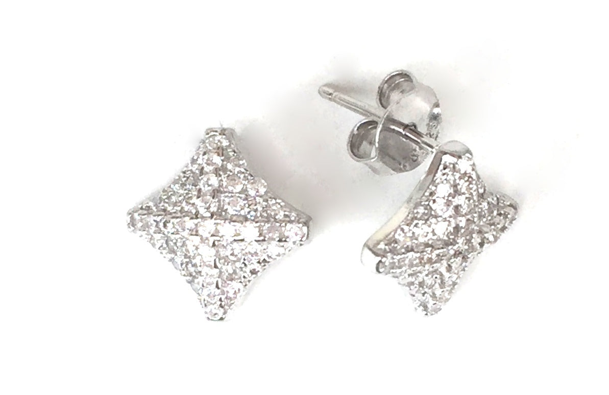 SIMPLICITY STUD PAVE CZ STERLING SILVER EARRINGS