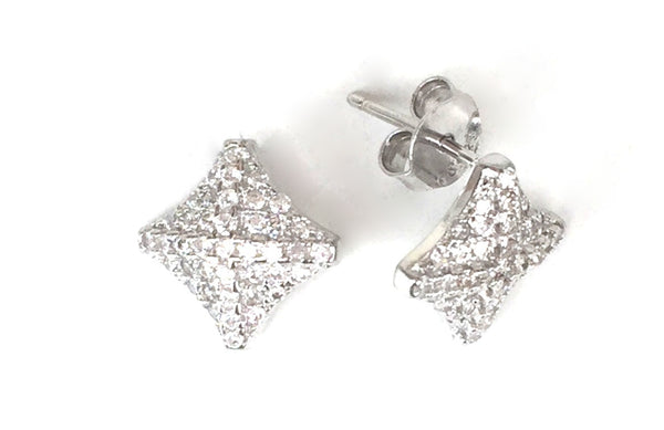 SIMPLICITY STUD PAVE CZ STERLING SILVER EARRINGS
