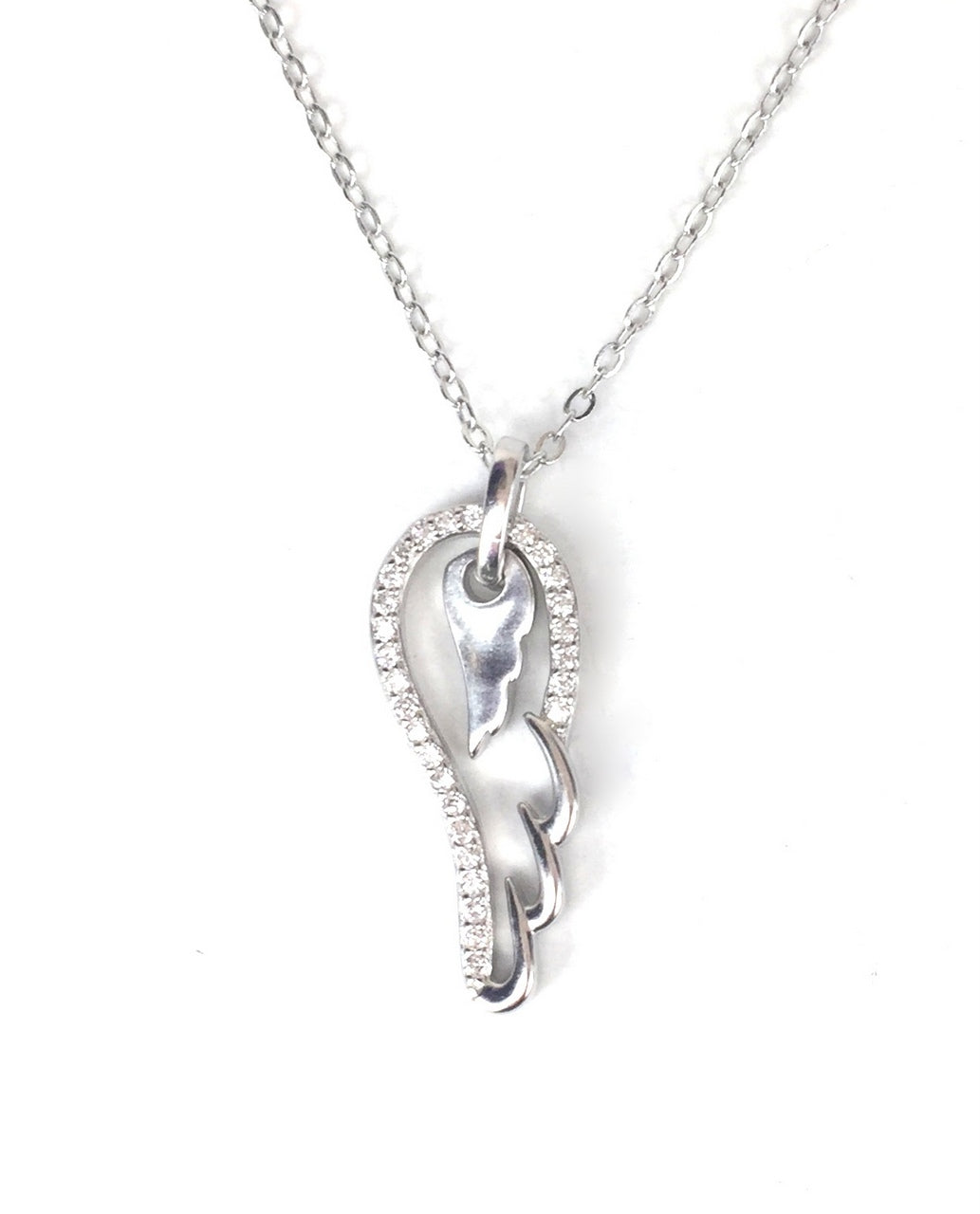 SINGLE WING PAVE CZ STERLING SILVER NECKLACE