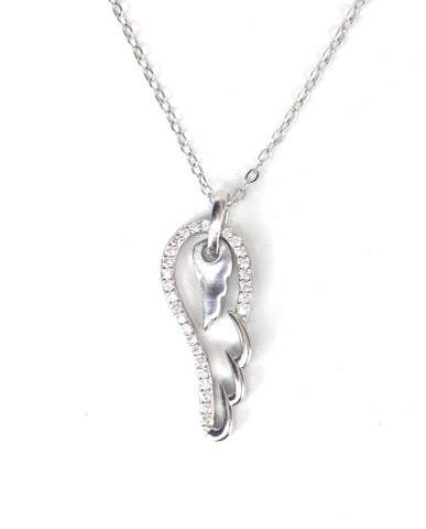 SINGLE WING PAVE CZ STERLING SILVER NECKLACE