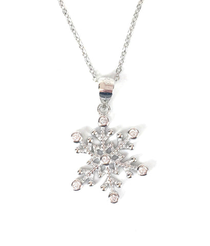 SNOWFLAKE PAVE CZ STERLING SILVER NECKLACE