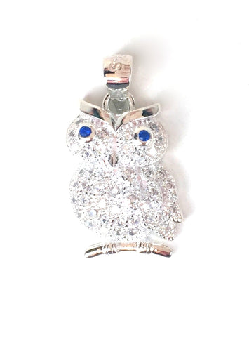 OWL PAVE CZ STERLING SILVER PENDANT