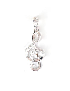 MUSIC SYMBOL PAVE CZ STERLING SILVER PENDANT